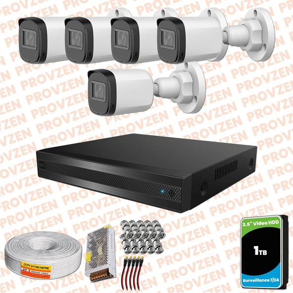 Provzen Rivo Dahua 5 Kameralı Full HD Güvenlik Kamerası 1tb hdd ürün görseli 1