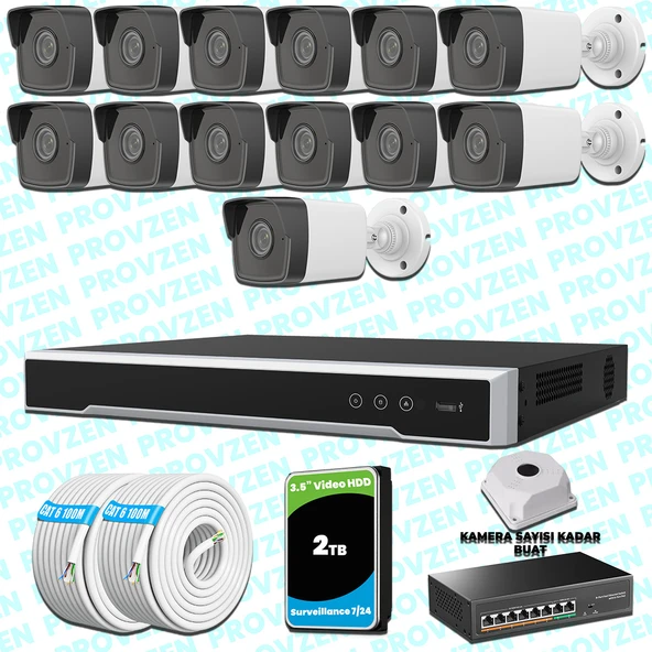 Provzen Hikvision 13 IP Kameralı 4MP 1440P Mikrofonlu Güvenlik Kamerası ürün görseli 1