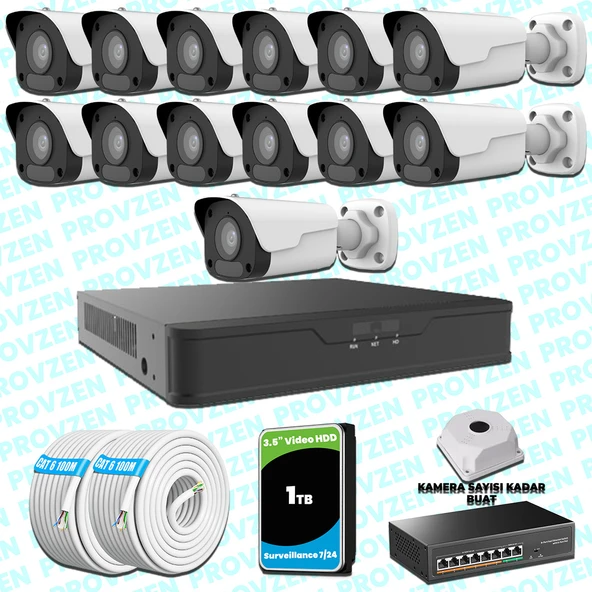 Provzen UNV 13 Kameralı IP Full HD Güvenlik Kamerası Seti ürün görseli 1