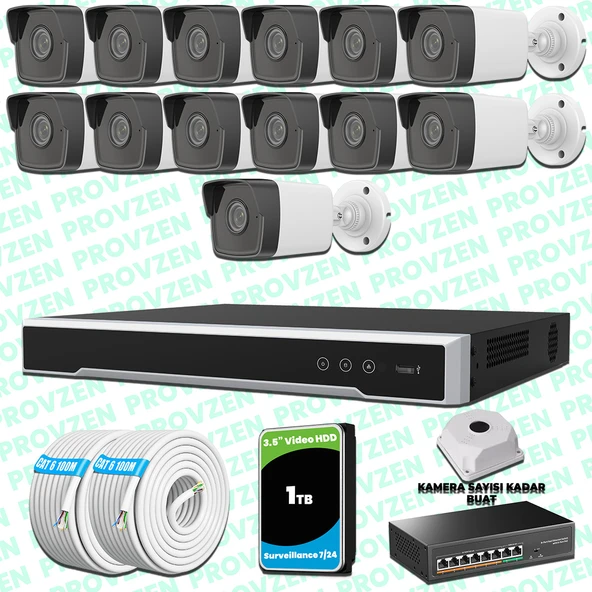 Provzen Hikvision 13 Kameralı IP 1080P Mikrofonlu Güvenlik Kamerası Olay Anında bildirim ürün görseli 1