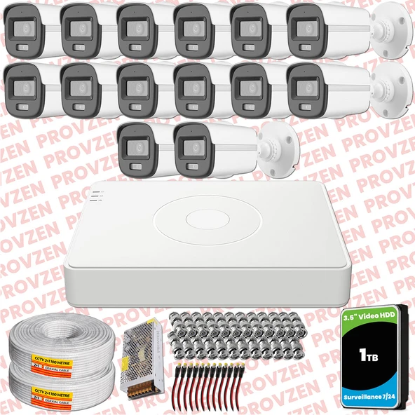 Provzen Hikvision ColorVu Full HD 14 Kameralı Gece Renkli Güvenlik Kamerası Olay Anında bildirim ürün görseli 1