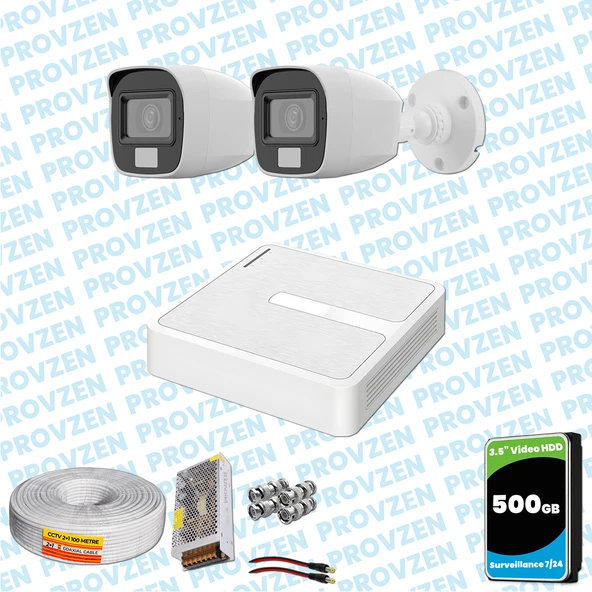 Provzen HiLook 2 Kameralı Full HD ColorVu Mikrofonlu Güvenlik Kamerası Olay Anında bildirim ürün görseli 1