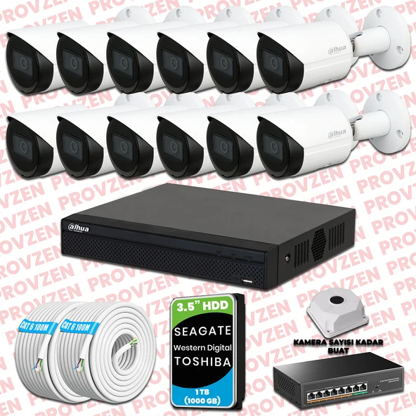 Provzen Dahua 12 Kameralı IP 1080P Gece Görüşlü Güvenlik Kamerası ürün görseli 1