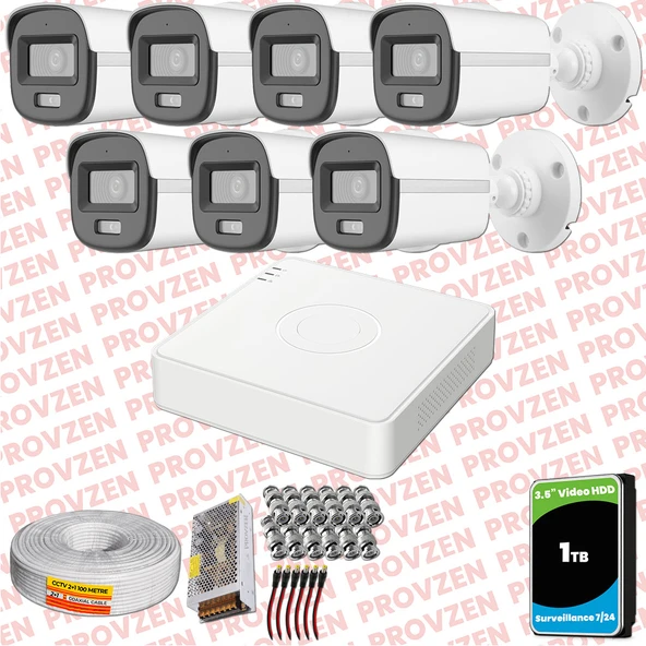 Provzen Hikvision ColorVu Full HD 7 Kameralı Gece Renkli Güvenlik Kamerası Olay Anında bildirim ürün görseli 1