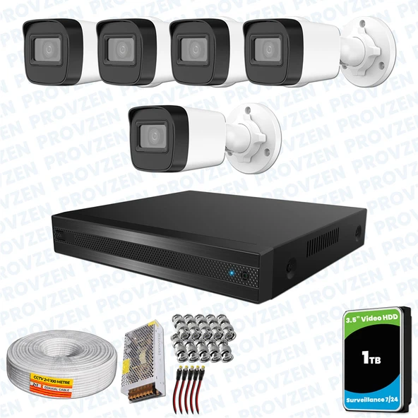 Provzen Hikvision RV 5 Kameralı Full HD Geniş Açı Güvenlik Kamerası 1TB ürün görseli 1