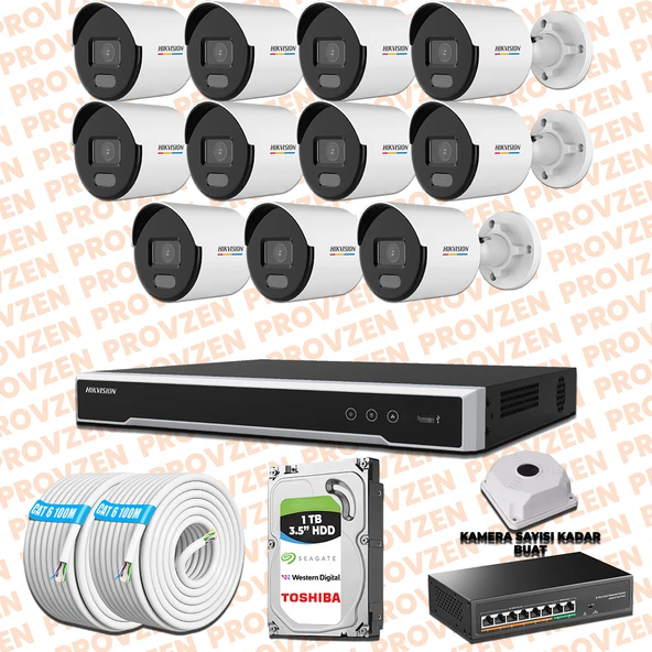 Provzen Hikvision 11 IP Kamera 7/24 Renkli Mikrofonlu Güvenlik Kamerası Olay Anında bildirim ürün görseli 1