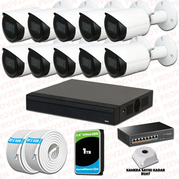 Provzen Dahua 10 Kameralı IP 1080P Gece Görüşlü Güvenlik Kamerası ürün görseli 1