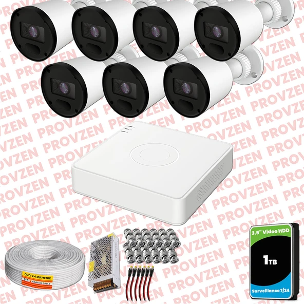 Provzen RV Hikvision 7 Kameralı Full HD 20mt Gece Görüşlü Güvenlik Kamerası Olay Anında bildirim ürün görseli 1