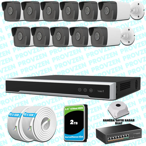 Provzen Hikvision 11 IP Kameralı 4MP 1440P Mikrofonlu Güvenlik Kamerası ürün görseli 1