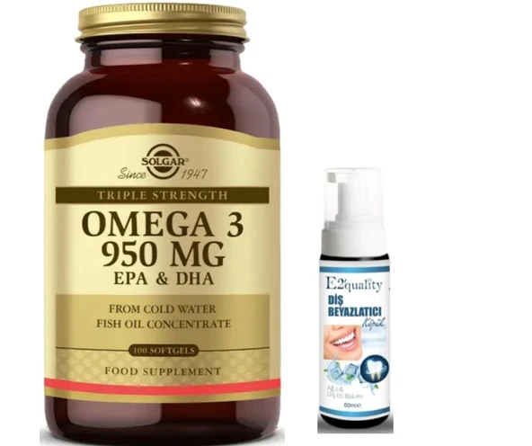 Solgar Omega 3 950 mg 100 Yumuşak Jelatinli Kapsül - Diş Beyazlatıcı Köpük Hediye ürün görseli 1