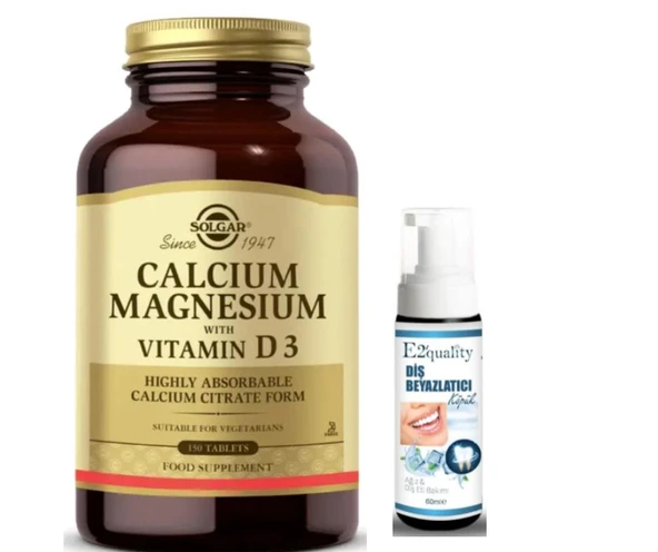 Solgar Calcium Magnesium with Vitamin D3 150 Tablet - Diş Beyazlatıcı Köpük Hediye ürün görseli 1