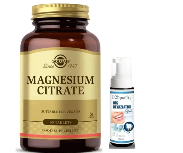 Solgar Magnesium Citrate 200 mg 60 Tablet - Diş Beyazlatıcı Köpük Hediye ürün görseli 1