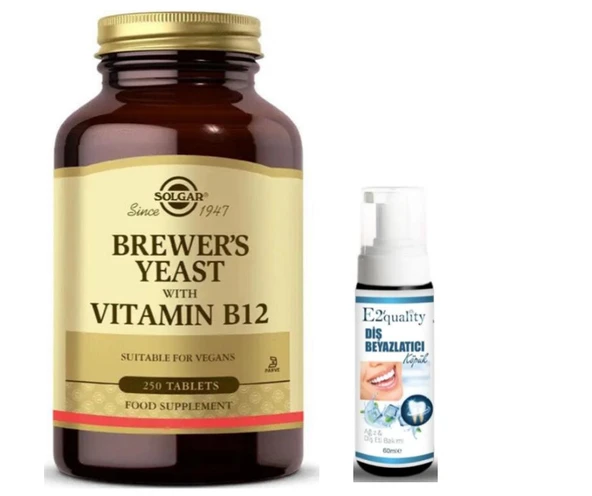 Solgar Brewers Yeast with Vitamin B 12 250 Tablet - Diş Beyazlatıcı Köpüğü Hediye ürün görseli 1