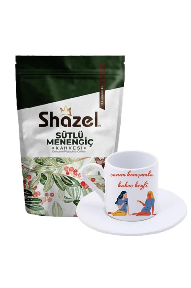 Shazel Sütlü Menengiç Kahvesi 200 gr. + Canım Komşumla Kahve Keyfi  Türk Kahvesi Fincanı ürün görseli 1