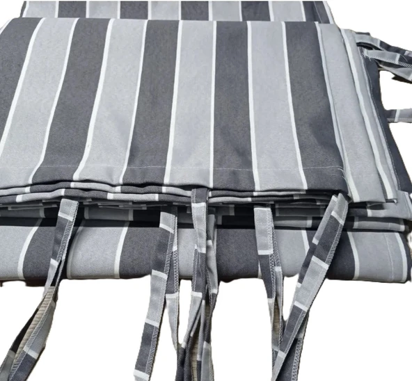 Gencer Home Balkon Perdesi Bağcıklı Ölçü Seçenekli Gri Kalın Çizgili ürün görseli 1