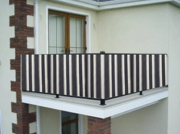 Ceylan Home Balkon Demiri Perdesi Kuş Gözü Ölçü Seçenekli Gri Beyaz ürün görseli 1