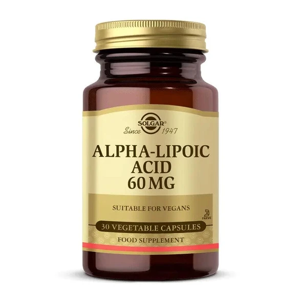 Solgar Alpha Lipoic Acid 60 mg 30 Kapsül - Diş Beyazlatıcı Köpük Hediye ürün görseli 1