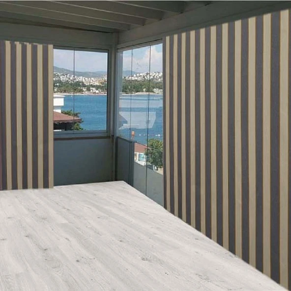 Ceylan Home Balkon Perdesi Brandası Her Ölçüde Özel Dikim Gri Krem ürün görseli 1