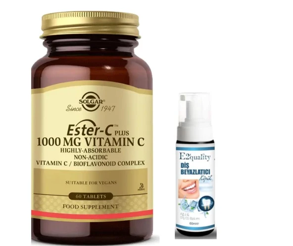 Solgar Ester-C Plus 1000 mg 60 Kapsül - Diş Beyazlatıcı Köpük Hediye ürün görseli 1