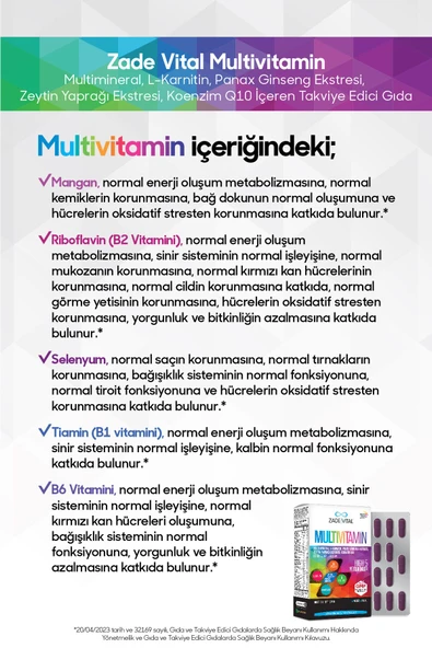 Zade Vital Multivitamin 30 Softjel Kapsül - Resim 6