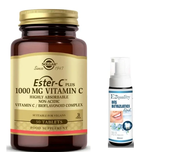 Solgar Ester-C Plus 1000 mg 30 Kapsül - Diş Beyazlatıcı Köpük Hediye ürün görseli 1
