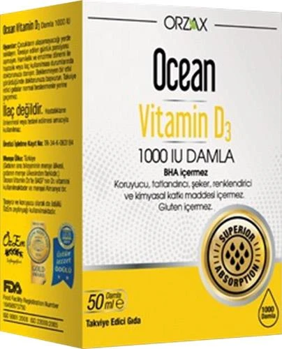 Ocean Vitamin D3 1000 IU Damla 50 ml ürün görseli 1