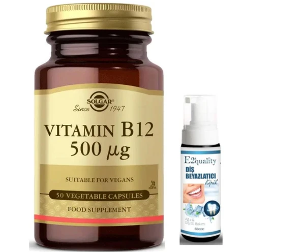 ​Solgar Vitamin B12 500 mcg 50 Kapsül - Diş Beyazlatıcı Köpük Hediye ürün görseli 1