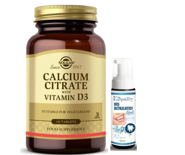 Solgar Calcium Citrate with Vitamin D3 60 Tablet - Diş Beyazlatıcı Köpük Hediye ürün görseli 1
