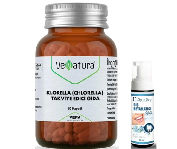 VeNatura Klorella Chlorella Takviye Edici Gıda 60 Kapsül  - Diş Beyazlatıcı Köpük Hediye ürün görseli 1