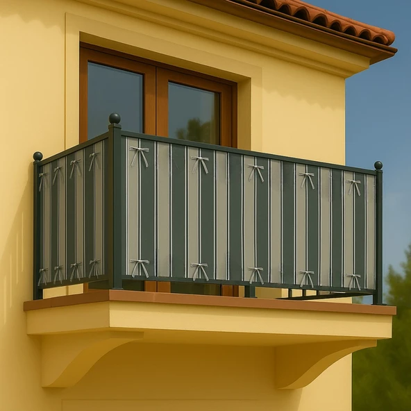 GENCER Home Balkon Perdesi Bağcıklı Ölçü Seçenekli Koyu Gri-Gri ürün görseli 1