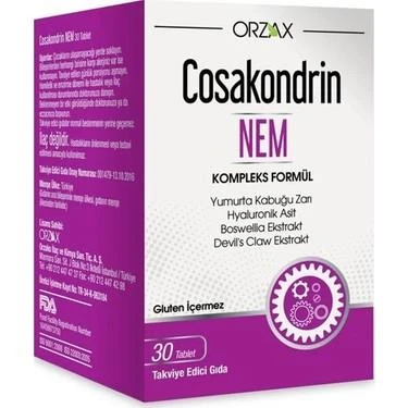 Orzax Cosakondrin Nem 30Tablet ürün görseli 1
