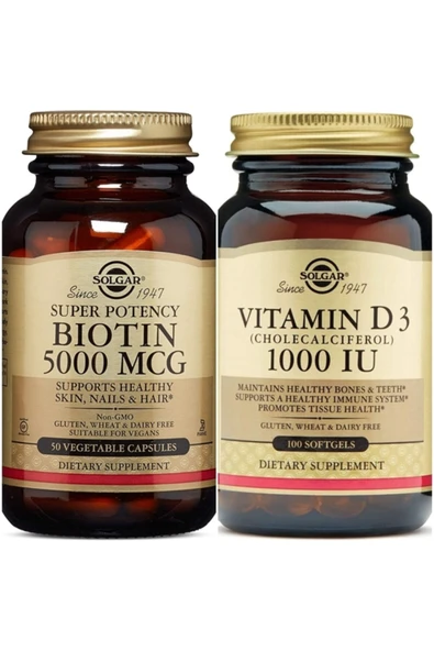 Biotin 5000 Mcg 50 Kapsül + Vitamin D3 1000 Iu 100 Tablet ürün görseli 1