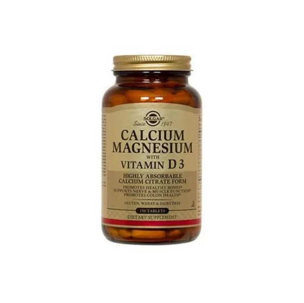 Solgar Calcium Magnesium With Vitamin D3 150 Tablet ürün görseli 1