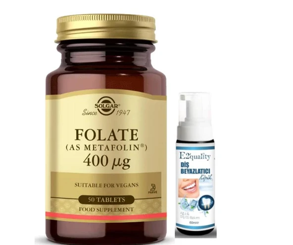 Solgar Folate (Metafolin) 400 mcg 50 Tablet  - Diş Beyazlatıcı Köpük Hediye ürün görseli 1