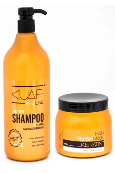 Kuaf Saç Bakım Seti -Tuzsuz Şampuan 1 L + Keratin Saç Maskesi 500 ml ürün görseli 1