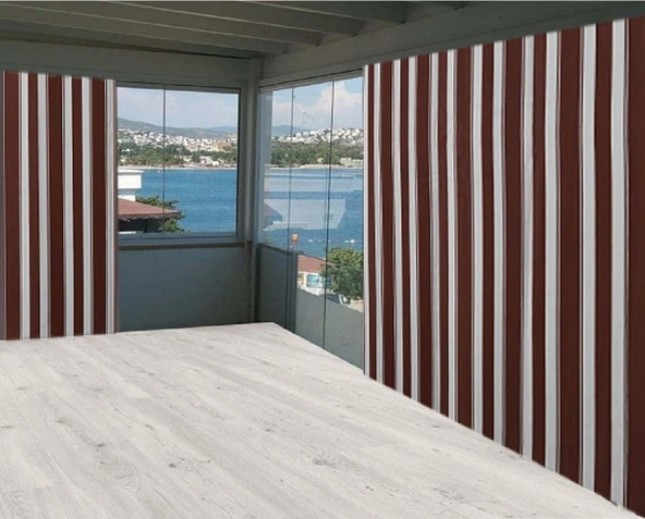 Ceylan Home Balkon Perdesi Brandası Her Ölçüde Özel Dikim Kahverengi ürün görseli 1