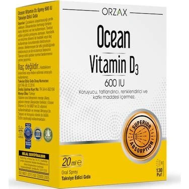 Orzax Ocean Vitamin D3 600 IU Sprey 20ml ürün görseli 1