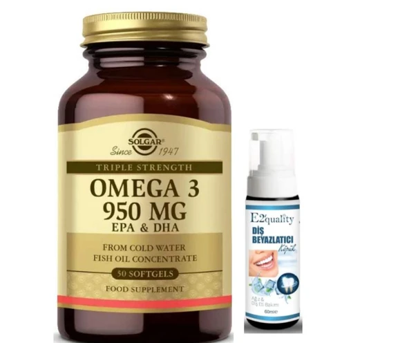 Solgar Omega 3 950 mg 50 Yumuşak Jelatinli Kapsül - Diş Beyazlatıcı Köpük Hediye ürün görseli 1