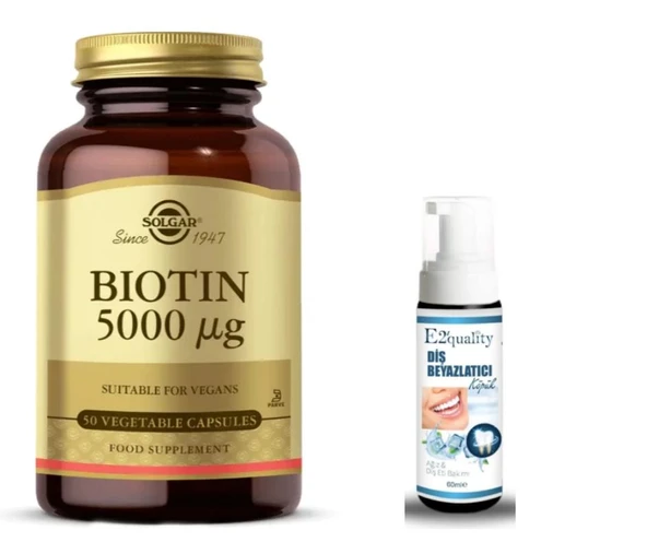 Solgar Biotin 5000 mcg 50 Kapsül - Diş Beyazlatıcı Köpüğü Hediye ürün görseli 1