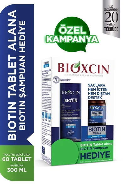 Bioxcin Biotin 5000 Mcg 60 Tablet ve Biotin Şampuan Seti - Diş Beyazlatıcı Köpük Hediye ürün görseli 1