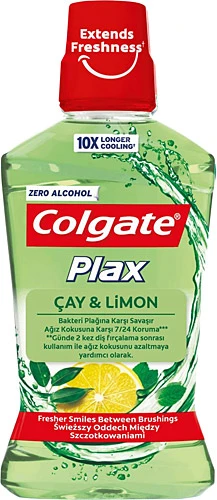 Colgate Ağız Bakım Suyu Çay ve Limon Plağa Karşı Alkolsüz  500 ml x 2 Adet ürün görseli 1