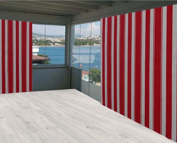 Ceylan Home Balkon Perdesi Brandası Her Ölçüde Özel Dikim Kırmızı ürün görseli 1