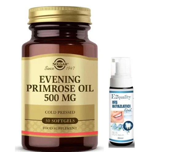 Solgar Evening Primrose Oil 500 mg 30 Yumuşak Jelatin Kapsül - Diş Beyazlatıcı Köpük Hediye ürün görseli 1