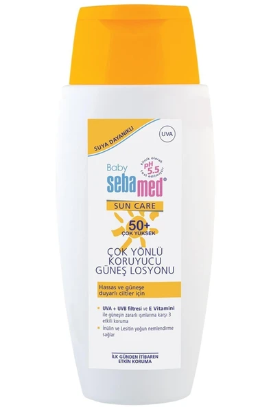 BABY SUN CARE SUYA DAYANIKLI SPF 50+ ÇOK YÖNLÜ KORUYUCU BEBEK GÜNEŞ LOSYONU 150 ML PRVNTVE10 ürün görseli 1