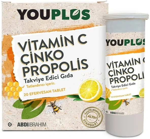 Youplus Vitamin C Çinko Propolis 20 Efervesan Tablet ürün görseli 1