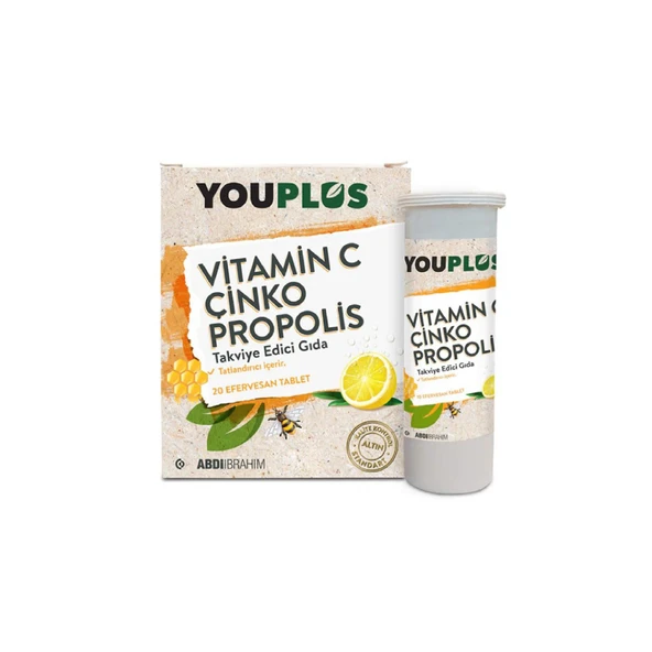 Youplus Vitamin C Çinko Propolis 20 Efervesan Tablet ürün görseli 1