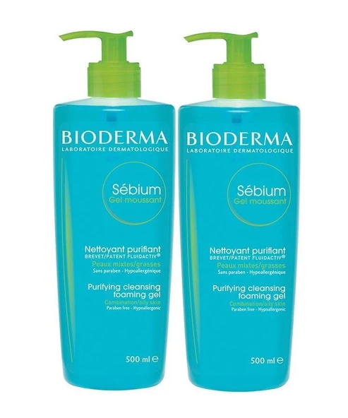 Bioderma Sebium Foaming Gel 500 ml 2'li Paket Karma ve Yağlı Ciltler Temizleme Jeli ürün görseli 1