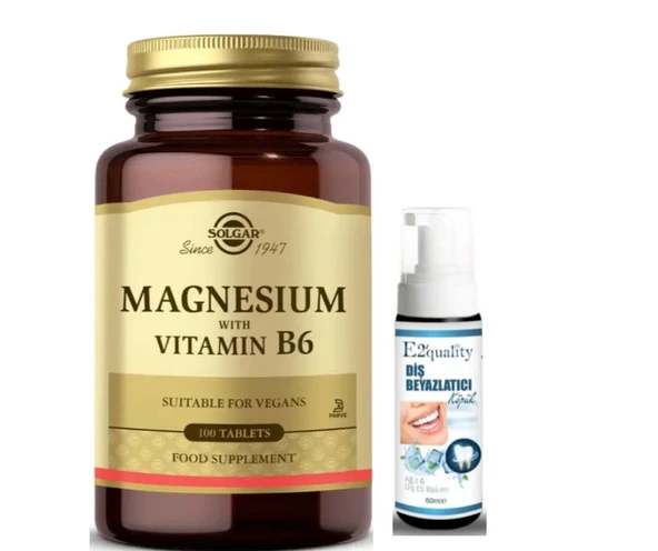Solgar Magnesium with Vitamin B6 100 Tablet - Diş Beyazlatıcı Köpük Hediye ürün görseli 1