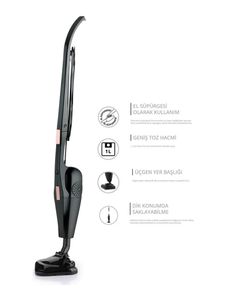 Gökhan Elektronik Newma 800w Kablolu Toz Torbasız Kullanım Dikey Süpürge - Siyah + 3 Yıl Garanti ürün görseli 1