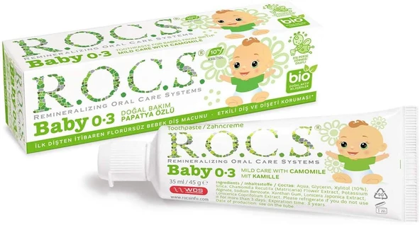 R.O.C.S. Baby 0-3 Yaş Paptya Özlü Florürsüz Bebek Diş Macunu 1 Paket ürün görseli 1
